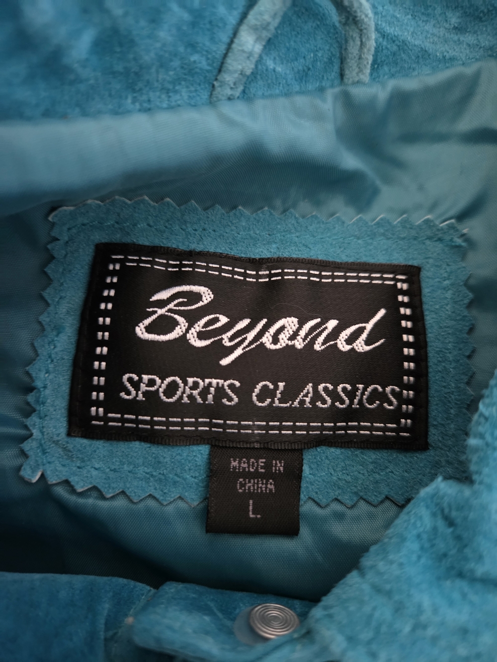 Women's Teal Suede Button-Front Lined Jacket - Picture 3 of 8